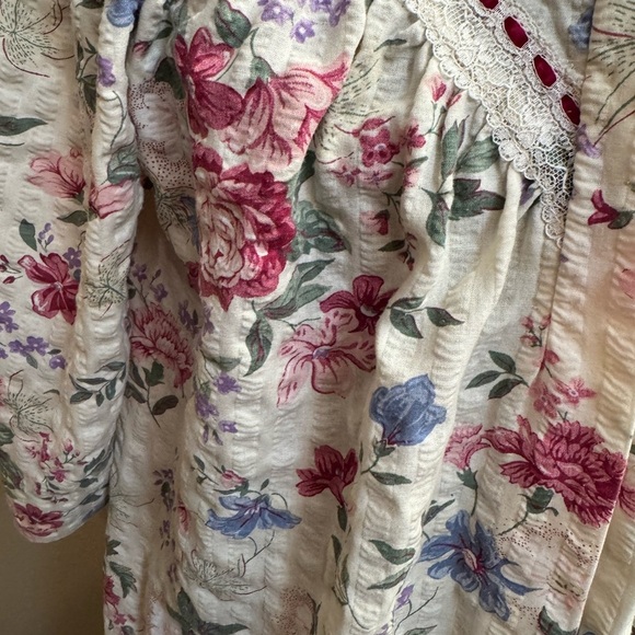 VINTAGE MISS ELAINE Floral Snap Front Robe Housedress Kaftan Mu Mu SZ SM Pockets - Picture 9 of 13